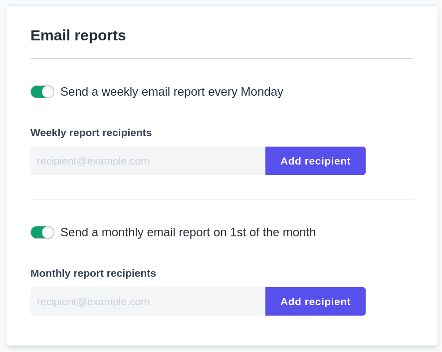 Plausible email reports